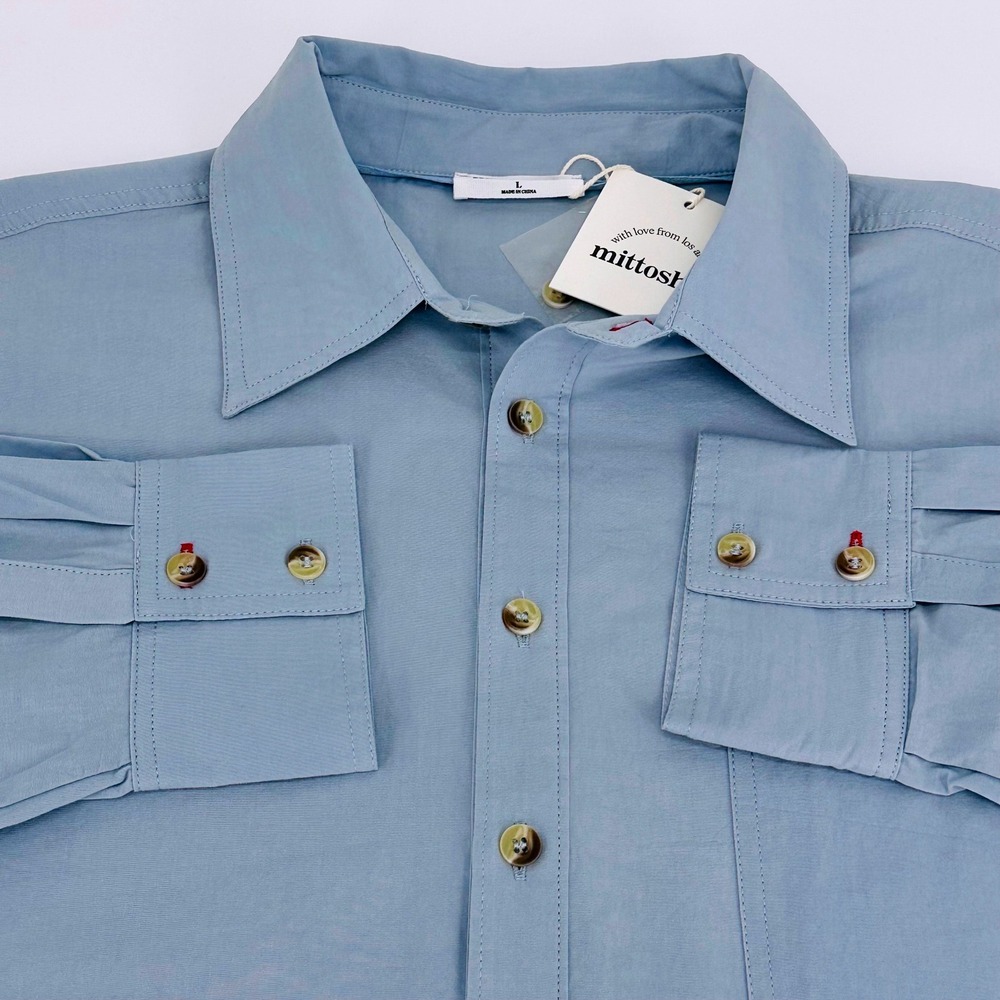 Mittoshop‎ Light Blue 100% Cotton Long Sleeve Button Down Shirt Mens Large NWT